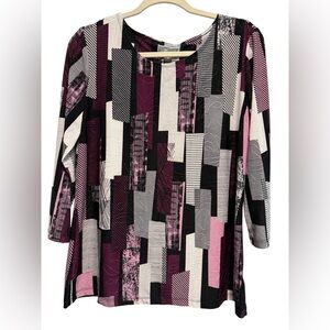 Contemporary print pull over top M Collection from Macy’s stretchy comfortable M